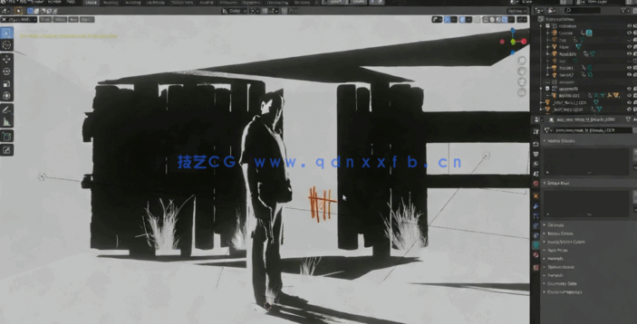  Blender黑白风格画面影视级场景实例制作视频教程(图4)