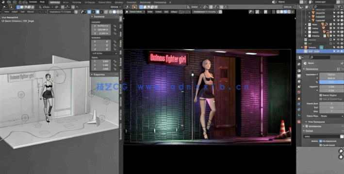 Blender女战士游戏角色完整制作工作流程视频教程 (图5)
