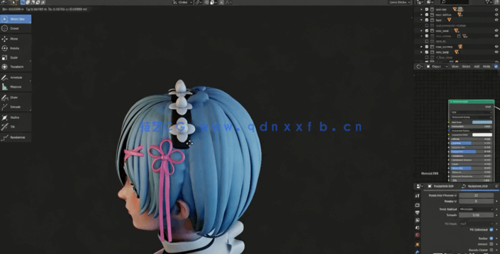 《从零开始的异世界生活》动漫角色Rem模型雕塑视频教程 (图3)