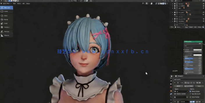 《从零开始的异世界生活》动漫角色Rem模型雕塑视频教程 (图5)