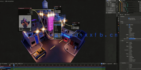 Blender低多边形赛博朋克场景制作流程视频教程(图5)