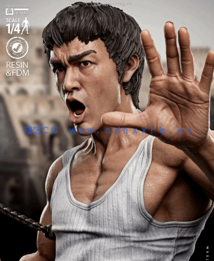 [3D打印人物] 李小龙双截棍经典姿势半身像角色雕刻手办3D打印模型(图1)