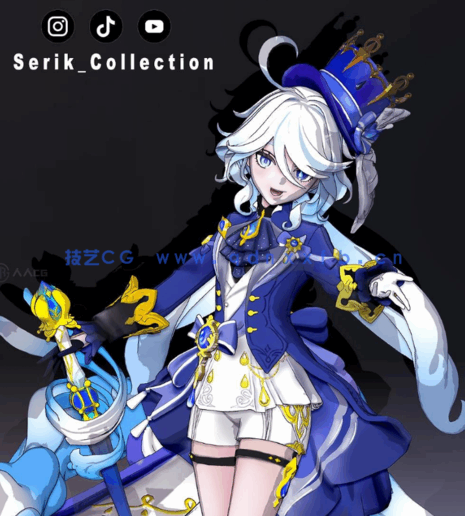 [3D打印人物] 芙宁娜Furina《原神》游戏角色雕刻手办3D打印模型(图3)