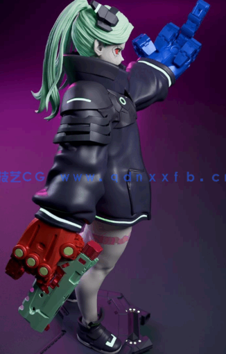 [3D打印人物] 瑞贝卡Rebecca《赛博朋克2077》游戏角色雕刻手办3D打印模型(图2)