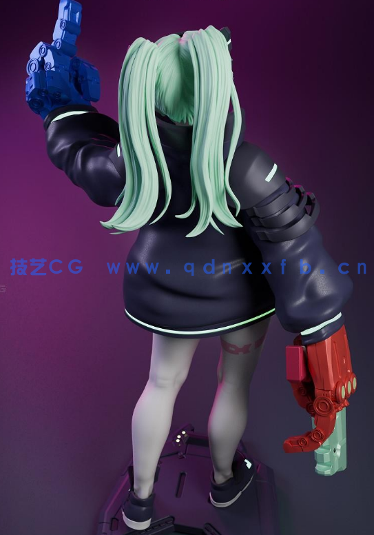 [3D打印人物] 瑞贝卡Rebecca《赛博朋克2077》游戏角色雕刻手办3D打印模型(图3)