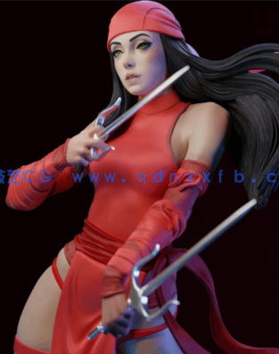 [3D打印人物] 艾丽卡·纳奇奥斯Elektra《夜魔侠》漫威角色雕刻手办3D打印模(图1)