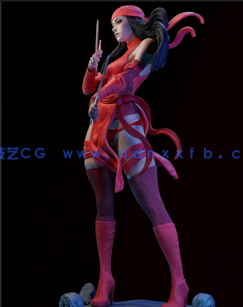 [3D打印人物] 艾丽卡·纳奇奥斯Elektra《夜魔侠》漫威角色雕刻手办3D打印模(图4)