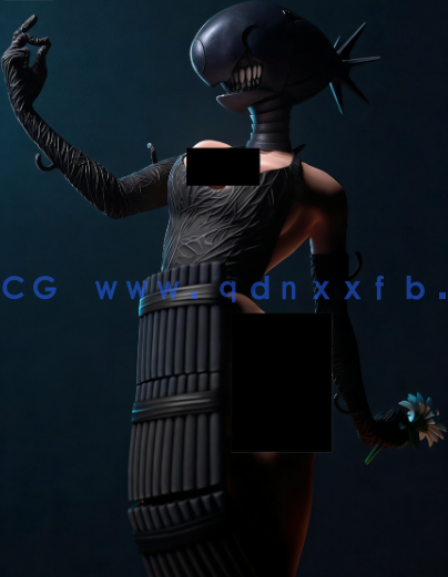 [3D打印人物] 蕾塞Reze变身炸弹人版《链锯人》动漫角色雕刻手办3D打印模型(图2)