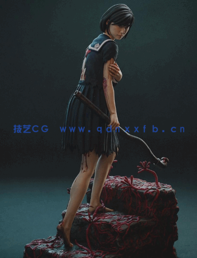 [3D打印人物] 深水雏子Hinako《寂静岭f》游戏角色雕刻手办3D打印模型(图2)