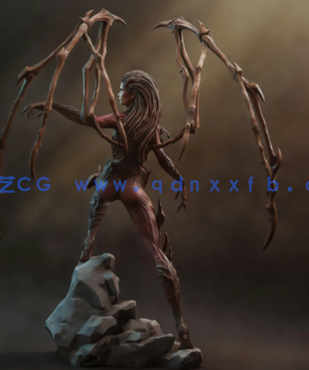 [3D打印人物] 凯瑞甘刀锋女王Kerrigan站姿《星际争霸》游戏角色雕刻手办3D(图3)