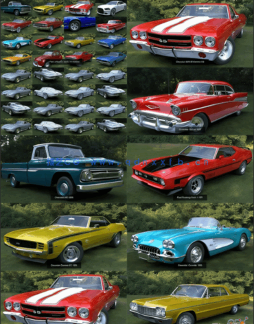 17组美式复古汽车3D模型合集 CGTrader – 17 Car Collection Pack(图1)