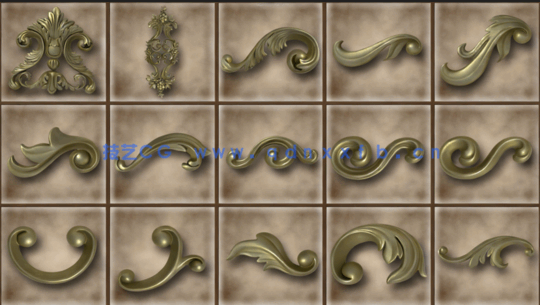 [室内设计] 250组装饰性浮雕花纹边框室内设计高品质3D模型合集(图2)