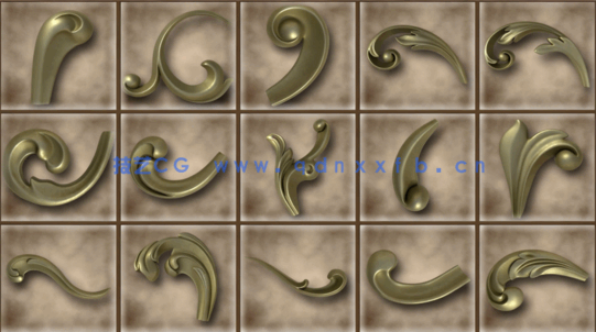 [室内设计] 250组装饰性浮雕花纹边框室内设计高品质3D模型合集(图3)