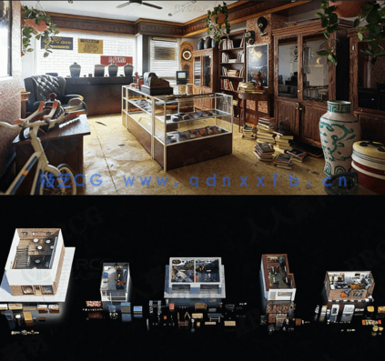 [室内设计] 日常生活小型商业商店旧货铺车库面包店水果鲜肉店等室内场景3D(图1)