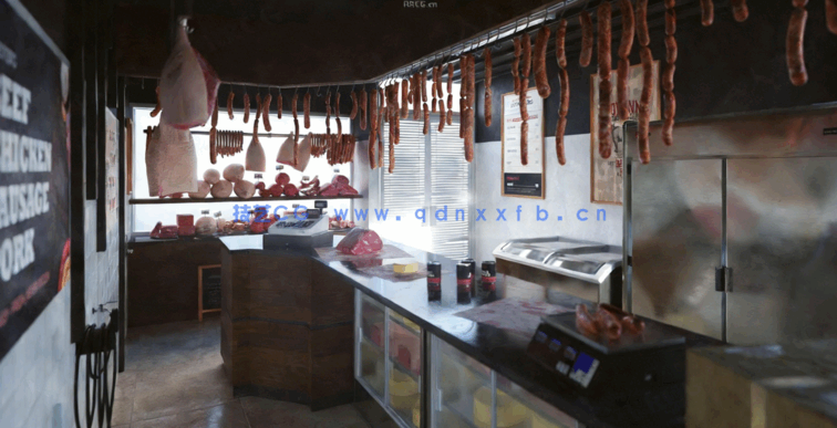 [室内设计] 日常生活小型商业商店旧货铺车库面包店水果鲜肉店等室内场景3D(图4)