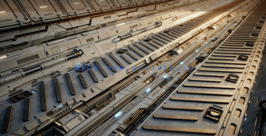 [室内设计] 科幻建筑墙壁PBR面板3D模型(图1)