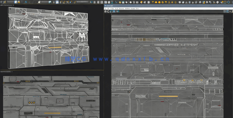 [室内设计] 科幻建筑墙壁PBR面板3D模型(图5)