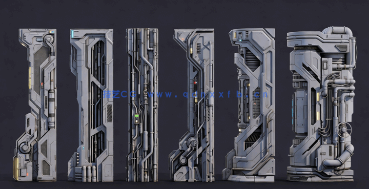 [室内设计] 未来建筑科技飞船真实质感柱子3D模型(图3)