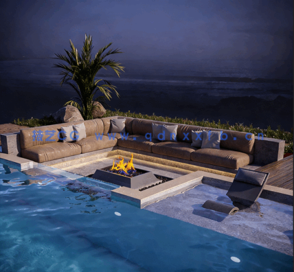 [室内设计] 超精细豪华泳池建筑设计3D模型(图3)