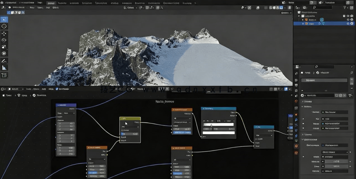 Blender逼真山脉山峰场景实例制作视频教程 (图3)