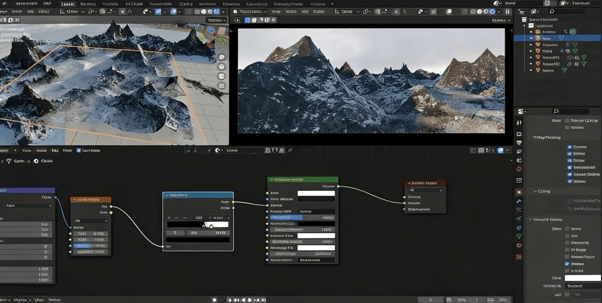 Blender逼真山脉山峰场景实例制作视频教程 (图4)