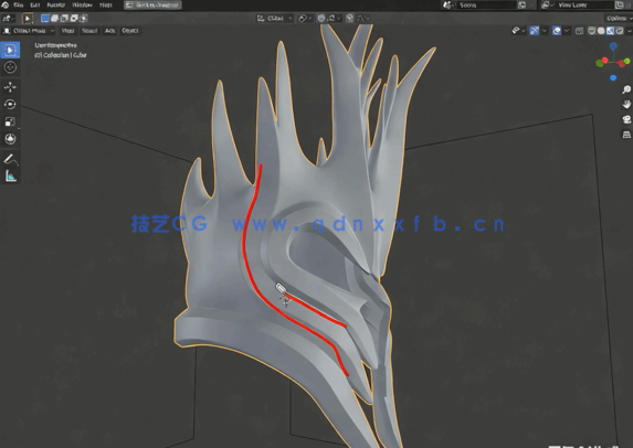  Blender黑暗幻想头盔多边形建模视频教程 (图5)