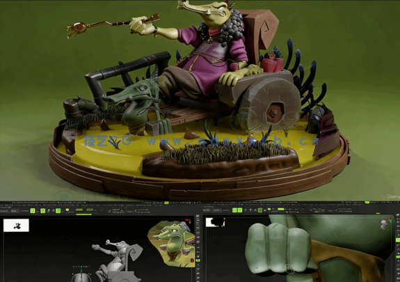 Zbrush鳄鱼人雕刻技术实例训练视频教程(图5)