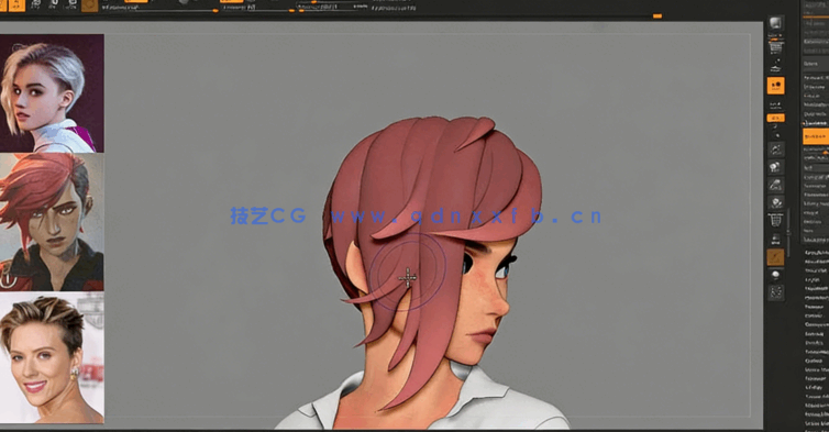 ZBrush游戏角色流行时尚发型实例制作训练视频教程(图3)