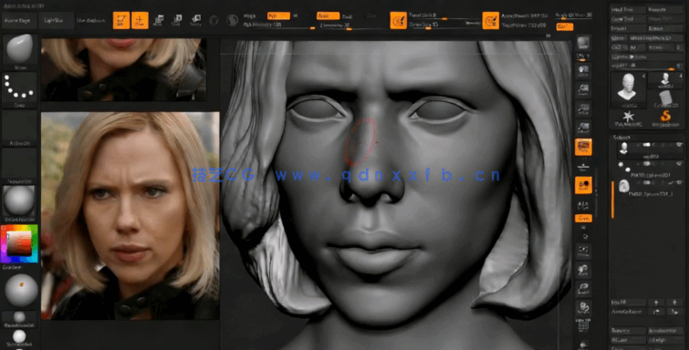 黑寡妇人物角色程数字雕刻完整制作流程视频教程 (图3)