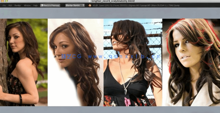 Blender逼真女性头发造型实例制作视频教程(图5)