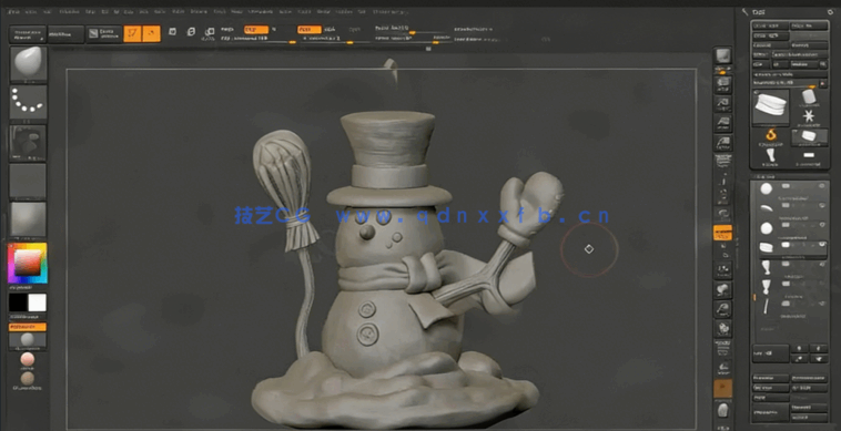 Zbrush冬日雪人雕刻建模实例制作视频教程(图3)