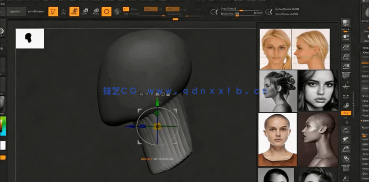 Zbrush女性人物头部肖像数字雕刻流程视频教程(图4)
