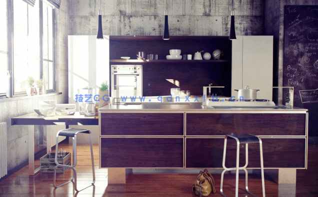 代厨房台家具3D模型 Evermotion – Archmodels Vol.166(图1)