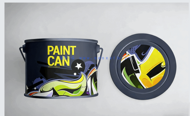 小尺寸带提手油漆罐PSD模板合集(图1)