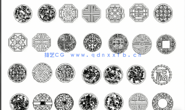 中式雕花CAD图库CAD角花CAD角线CAD花格窗CAD镂空雕花窗(图4)