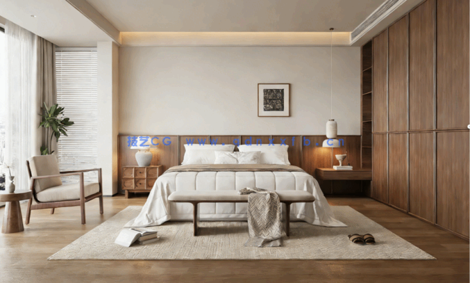 中古风家装室内装修设计效果图室内效果图家装效果图室内设计方案客厅效果图卧室效果图(图7)