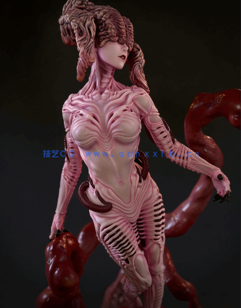 [3D打印人物] 暗黑异形女王人物角色雕刻手办3D打印模型(图2)