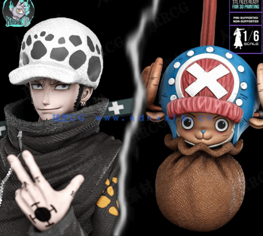 [3D打印人物] 特拉法尔加·罗Trafalgar Law与乔巴Chopper《海贼王》动漫角(图1)
