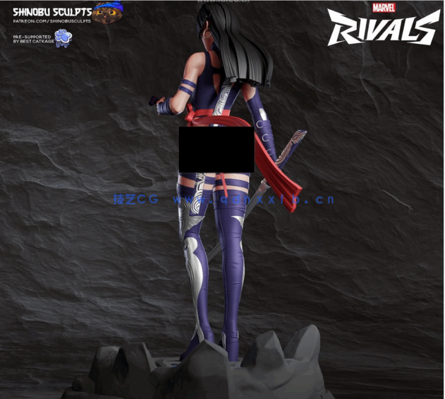 [3D打印人物] 灵蝶Psylocke持剑站姿漫威人物角色雕刻手办3D打印模型(图4)