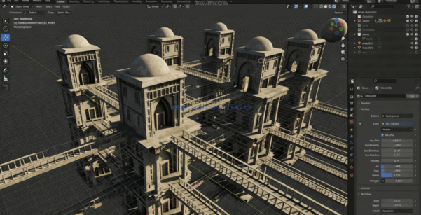 [建筑景观] 高质量模块化古代建筑建筑场景3D模型(图1)