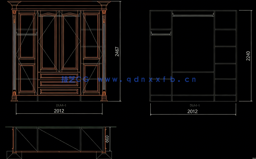 整体大衣柜CAD动态块下载(图1)
