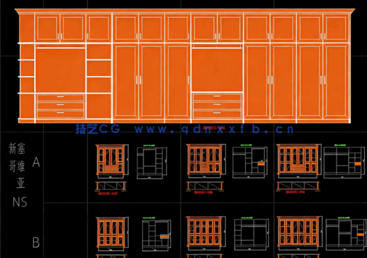 动态块 整体大衣柜 整木家具CAD图库(图4)