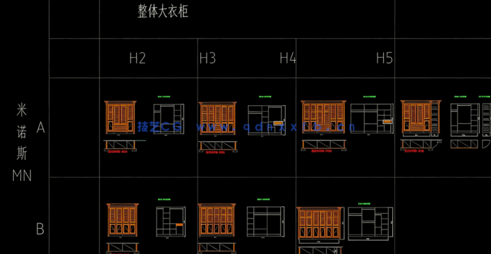 动态块 整体大衣柜 整木家具CAD图库(图5)