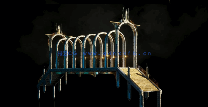 Kitbash3D-Elysium[极乐世界3d模型]空中神秘 精灵城堡 悬浮庭院(图4)