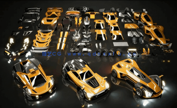 Kitbash3D-Vehicles：Supercars[交通工具：超级跑车 概念3d模型](图1)