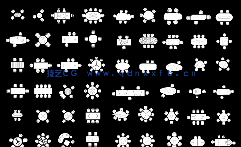  豪宅设计餐厅桌椅组合CAD图库(图3)