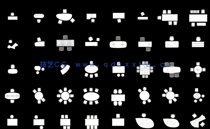  豪宅设计餐厅桌椅组合CAD图库(图5)