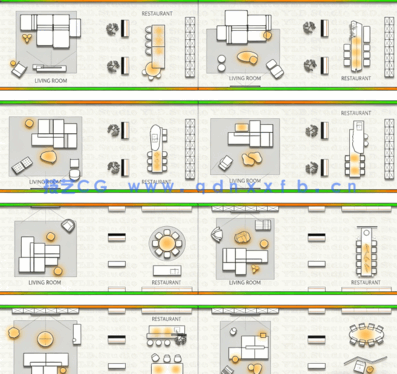  2023年豪宅客餐厅布置CAD图库(图2)