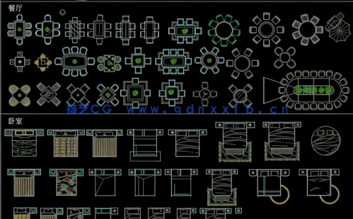 色彩搭配精美家装设计综合家具图库CAD图库(图1)