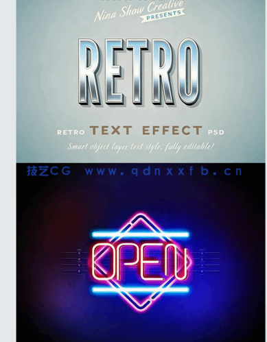 10组Retro复古风格文字文本艺术特效PSD字模(图5)